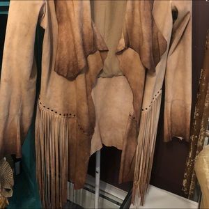 Free People Lambskin Suede Fringe Jacket